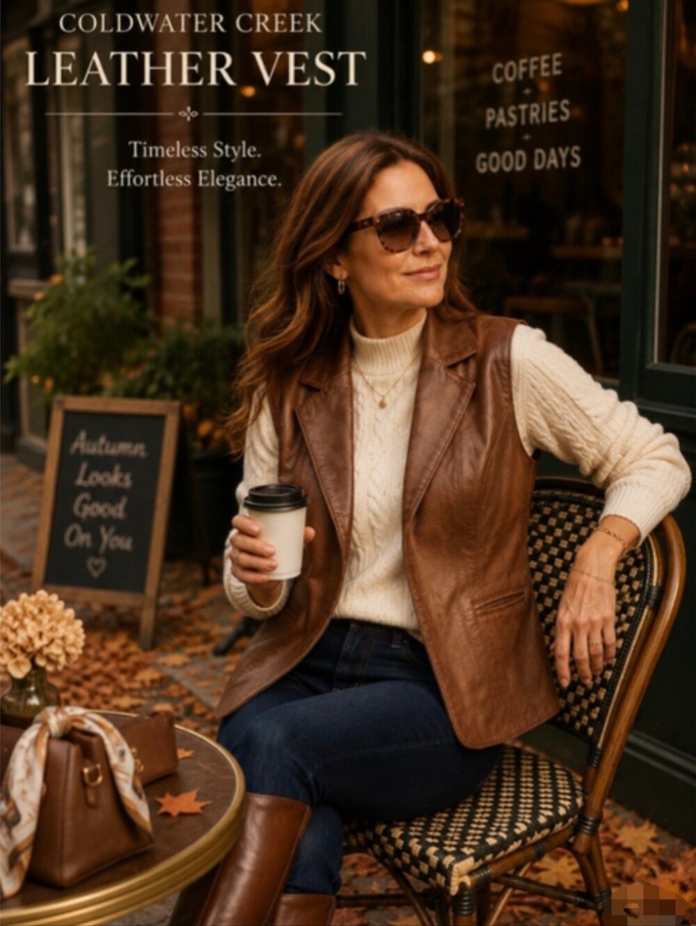 Coldwater Creek Genuine Leather Vest